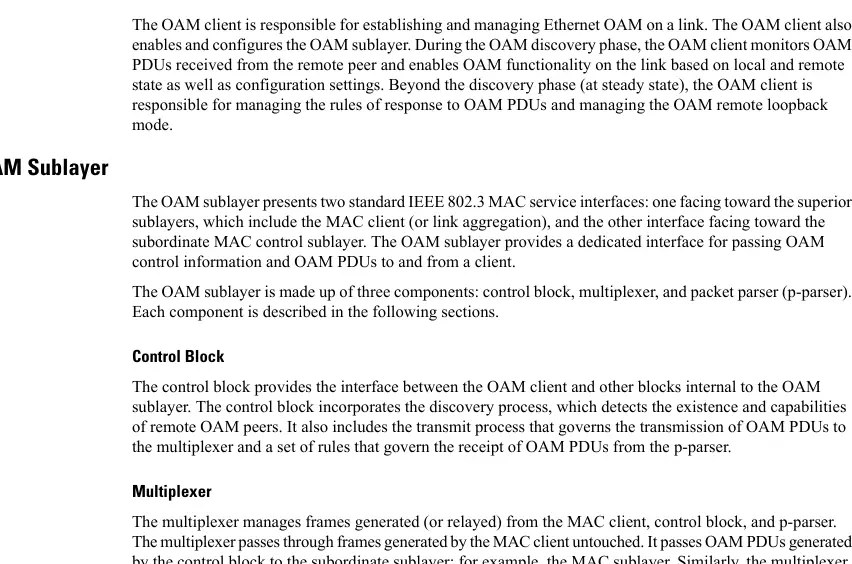 OAM Sublayer components