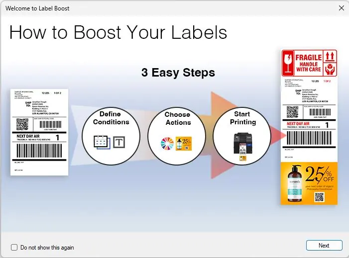 Label Boost 3-step workflow