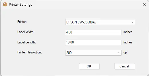 Printer Settings dialog
