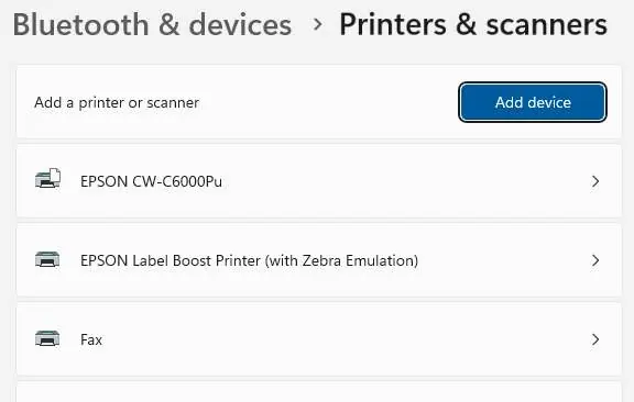 Verify printer in Windows settings
