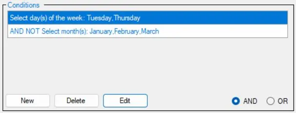 Edit condition parameters