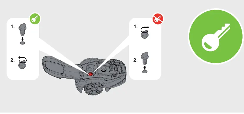 Safety key installation and power switch operation