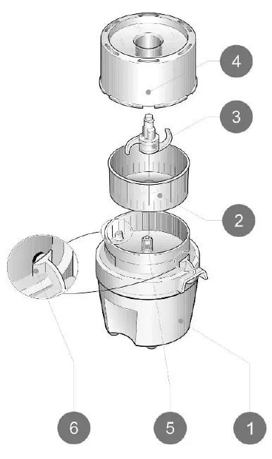 Exploded view of the FLAMA 1705FL components
