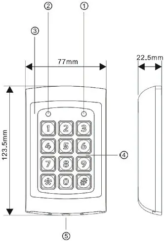 Keypad dimensions and layout