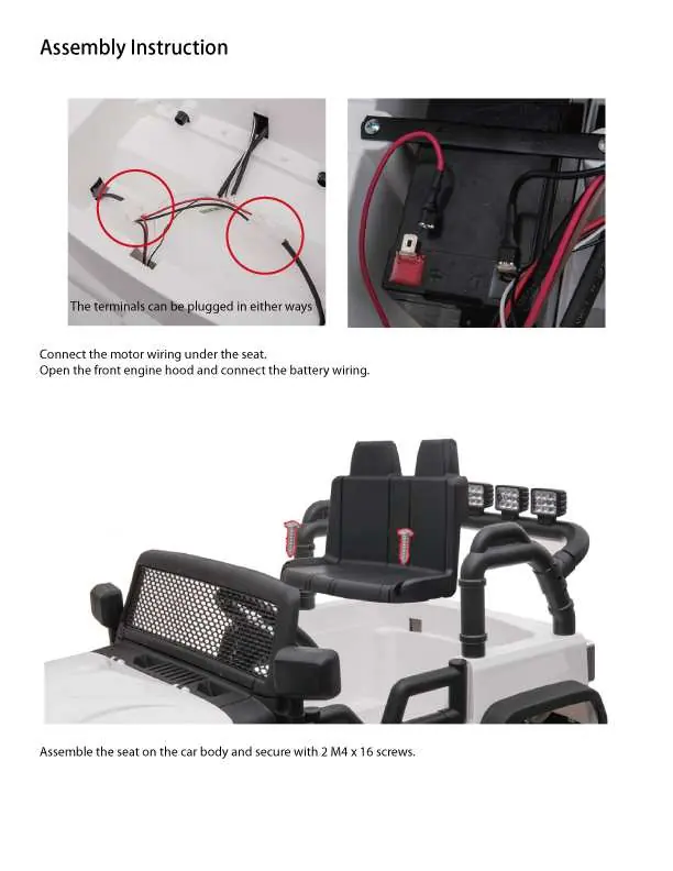 Connect electrical wiring and secure the seat.