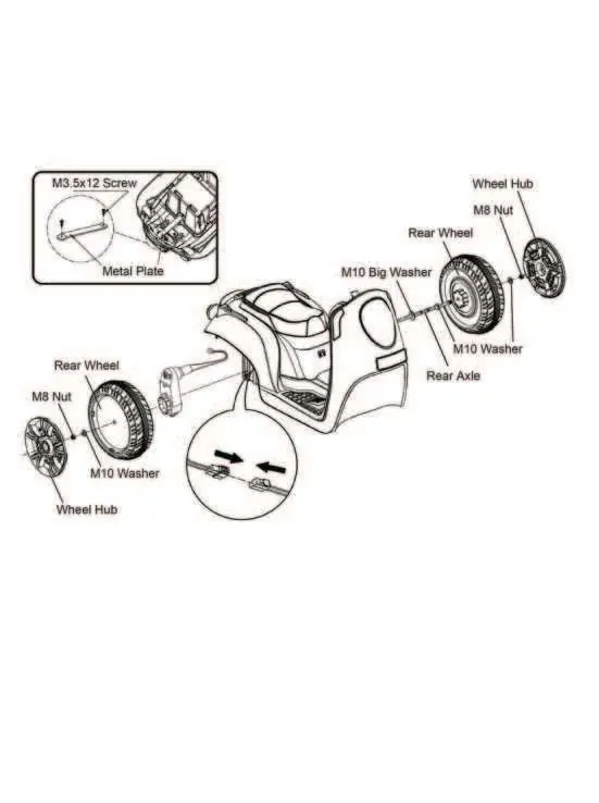 Rear wheel and axle assembly diagram