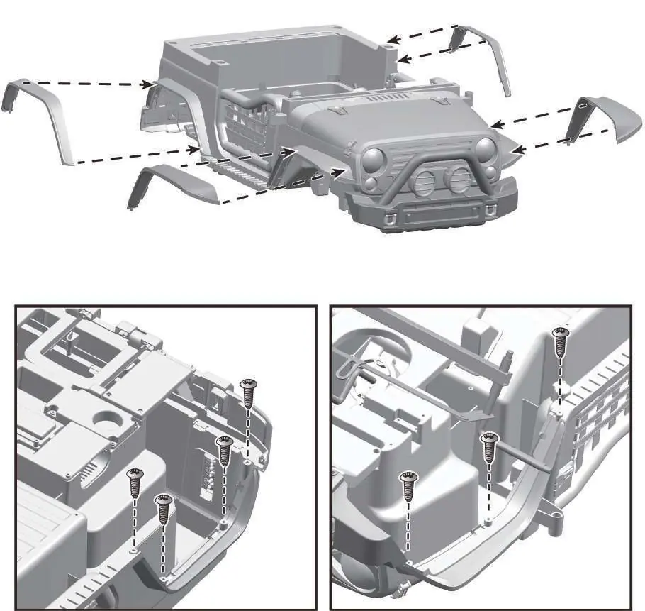 Attaching the fender flares to the vehicle body