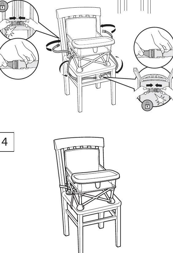 Attaching the booster seat to an adult chair