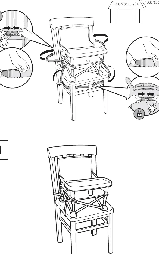 Attaching the booster seat to an adult chair