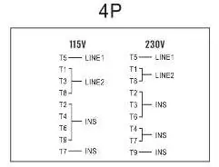 Wiring diagram for 4P motor