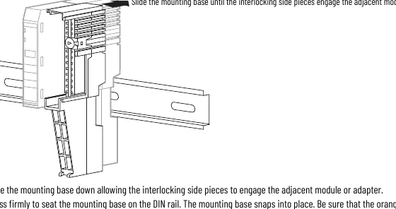 Mounting base installation on DIN rail