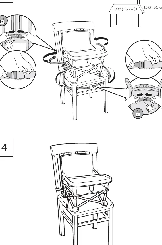 Attaching the booster seat to an adult chair