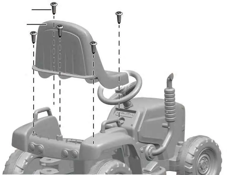 Secure the seat backrest to the tractor frame.