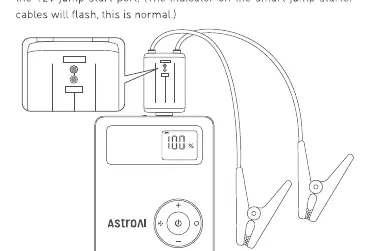 Connecting the jump starter cables.