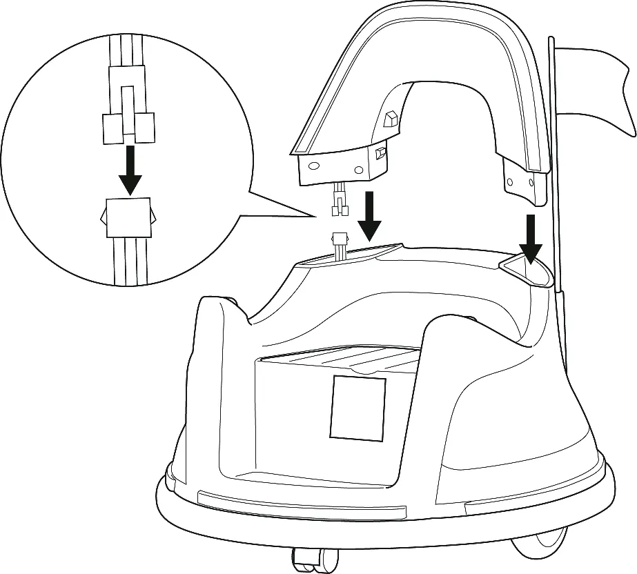 Connecting the backrest electrical wire and inserting the backrest.