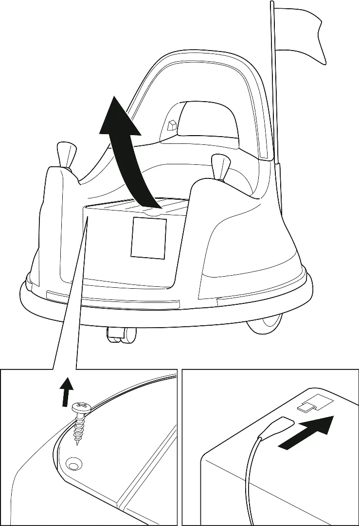 Connecting the battery under the seat.