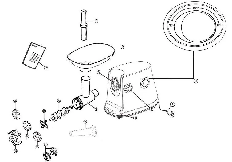 Meat grinder parts diagram