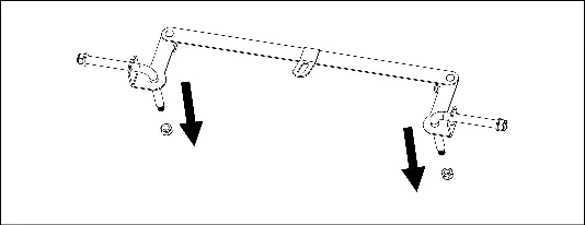 Align the steering linkage assembly with the mounting points on the frame.