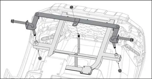 Attach the steering linkage to the frame using the provided nuts.