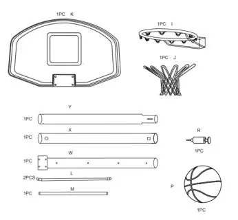 Parts list for the basketball system