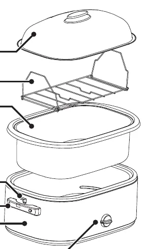 Parts diagram of the roaster oven