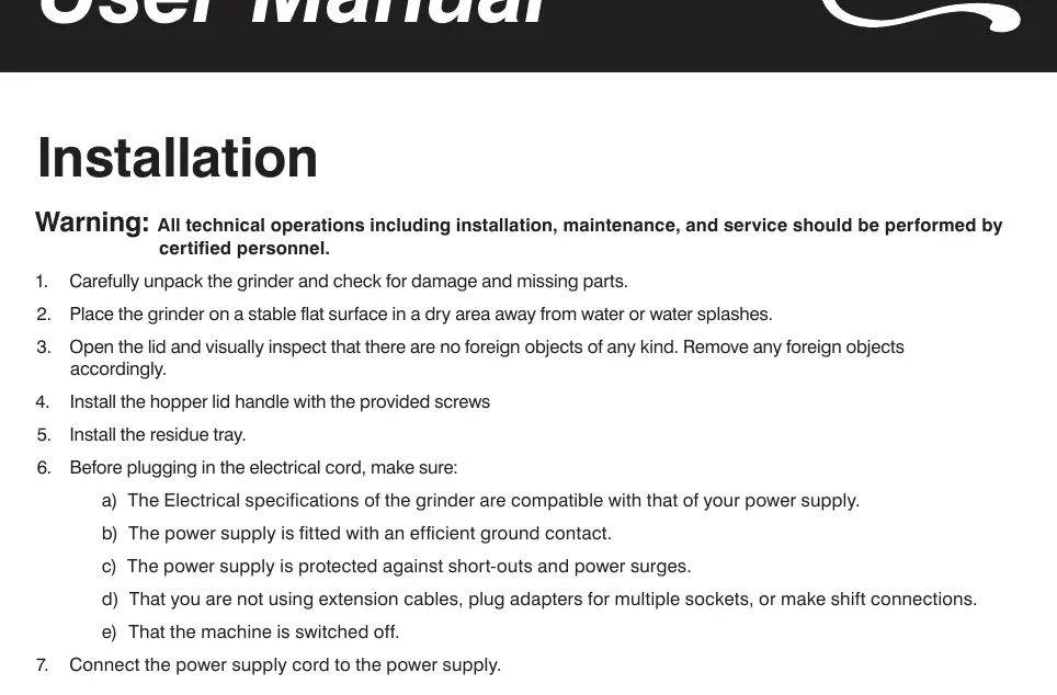 Installation diagram from the manual