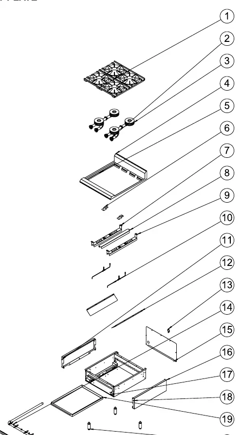 Parts Diagram: Countertop Gas Hot Plate