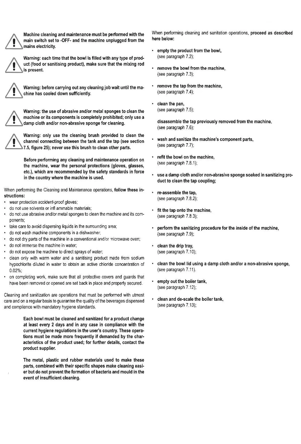 Cleaning and sanitation procedures