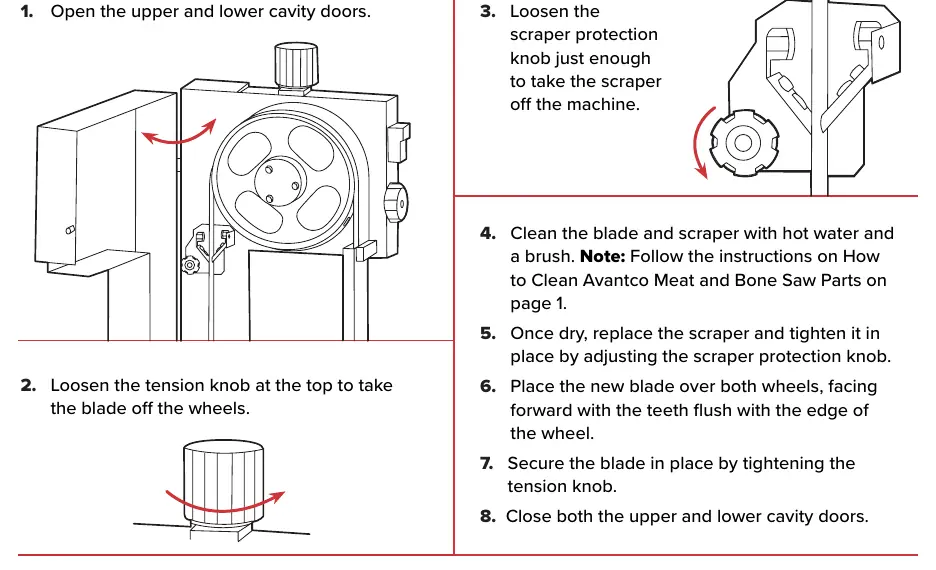 Blade replacement and scraper removal procedure