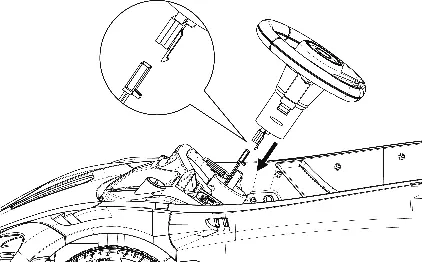 Connect the steering wheel wiring and insert it into the steering column.