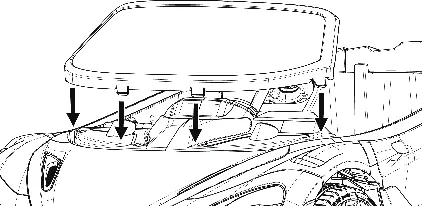 Press the windshield into the slots on the dashboard.