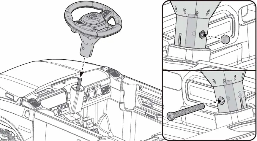 Installing the steering wheel.