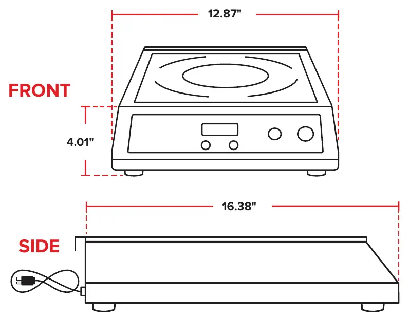 Technical drawing and dimensions