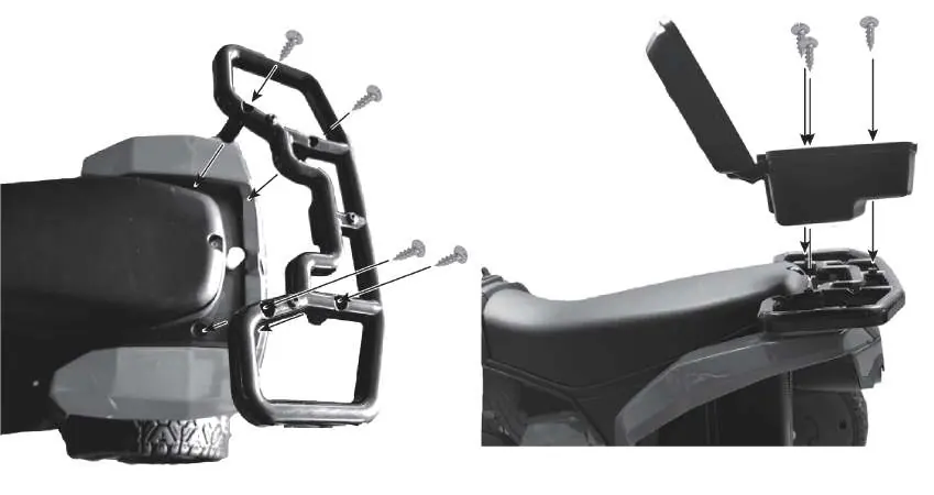 Rear bracket and toolbox assembly