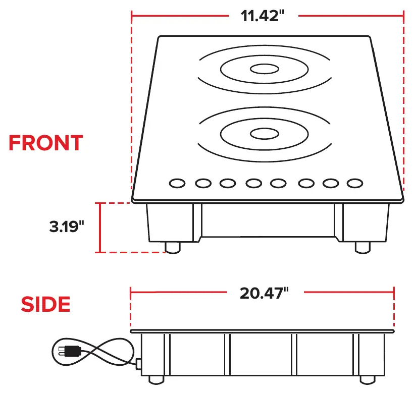 Technical drawing with dimensions