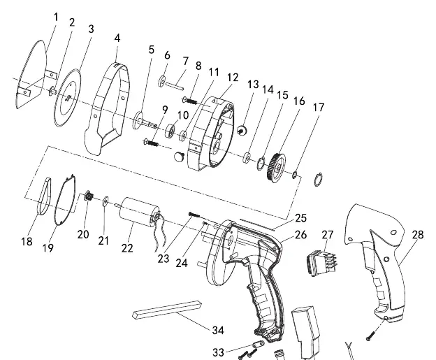 Exploded view of the slicer