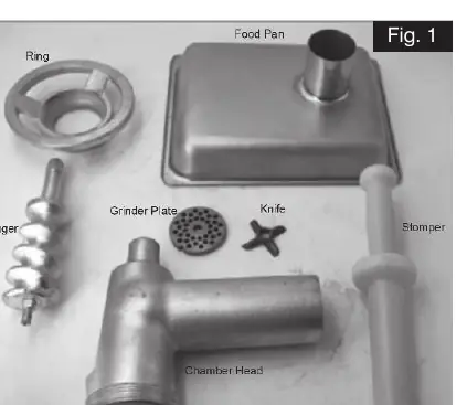 Components of the meat grinder attachment