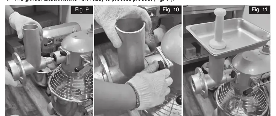 Mounting the grinder attachment to the mixer hub