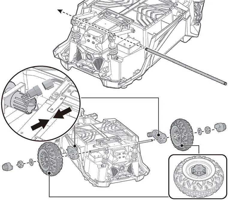Motor and rear wheel assembly