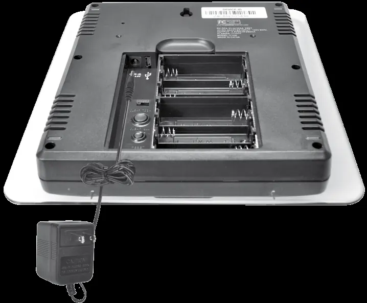Back of the display showing ports and switches