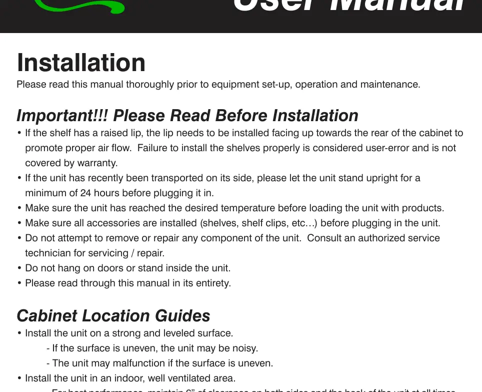 Installation diagram from the manual